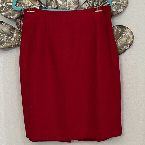 Amanda Smith Red Linen Blend Short Sleeve Blazer & Skirt Set - Picture 5 of 8
